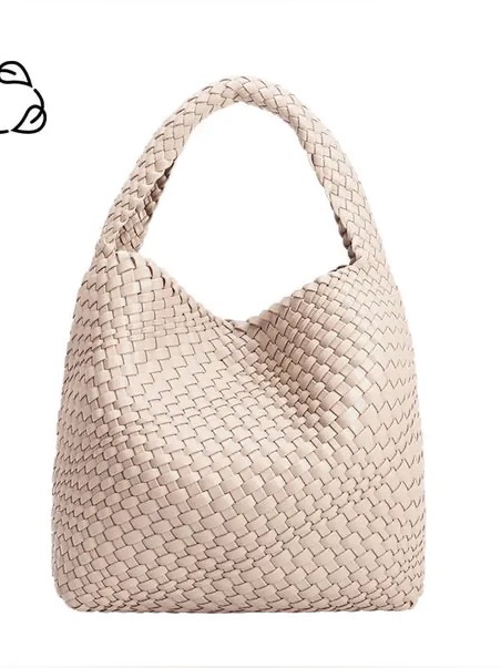 Woven Hobo Shoulder Bag - Cream